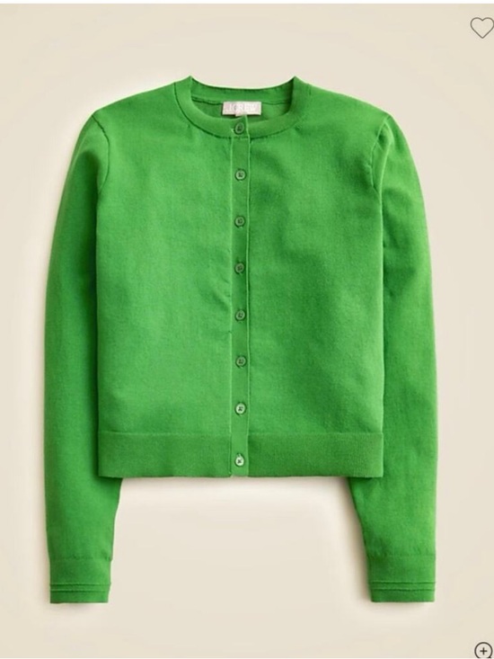 J. Crew Green Jackie Cardigan Button Front Cropped Knit Size M Preppy Coastal - Picture 8 of 12